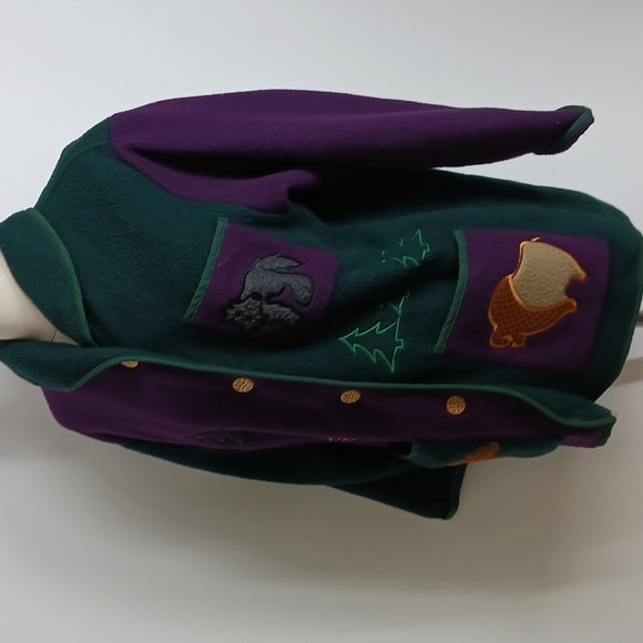 Northern Sun 2-color plush jacket with appliques-sz M - Picture 2 of 10